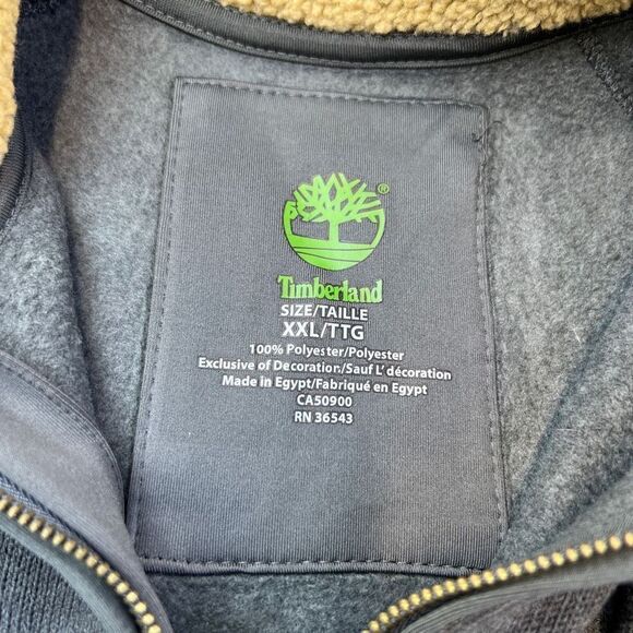 Timberland Men's Fleece Half Zip Long Sleeve Pullover Sweater Gray Tan Size 2XL - Picture 8 of 8